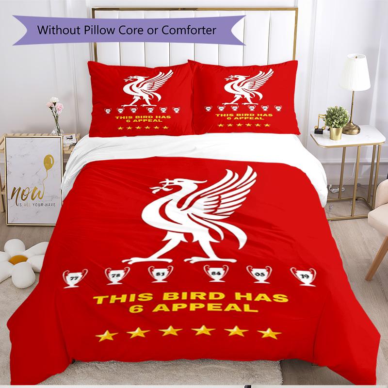 Set copripiumino 3 pezzi (1*Copripiumino + 2*Federe, Senza Nucleo), Set Biancheria da Letto Morbido Stagione Unica Liverpool F.C. Stampa, Regalo Decorazione Camera da Letto Casa
