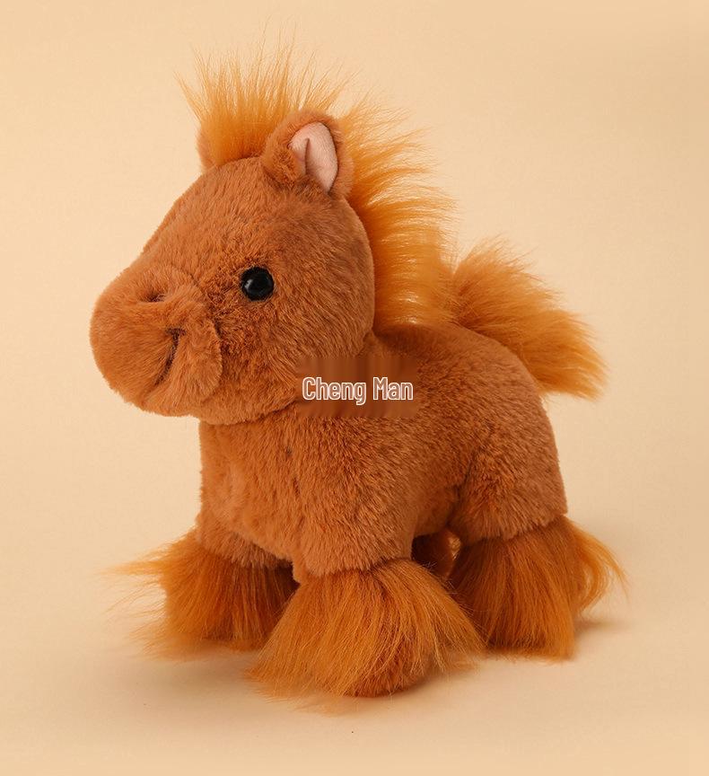 Brązowa Pluszowa Lalka Koń Dzikus - Prezent Urodzinowy dla Dzieci, Chłopców i Dziewczynek