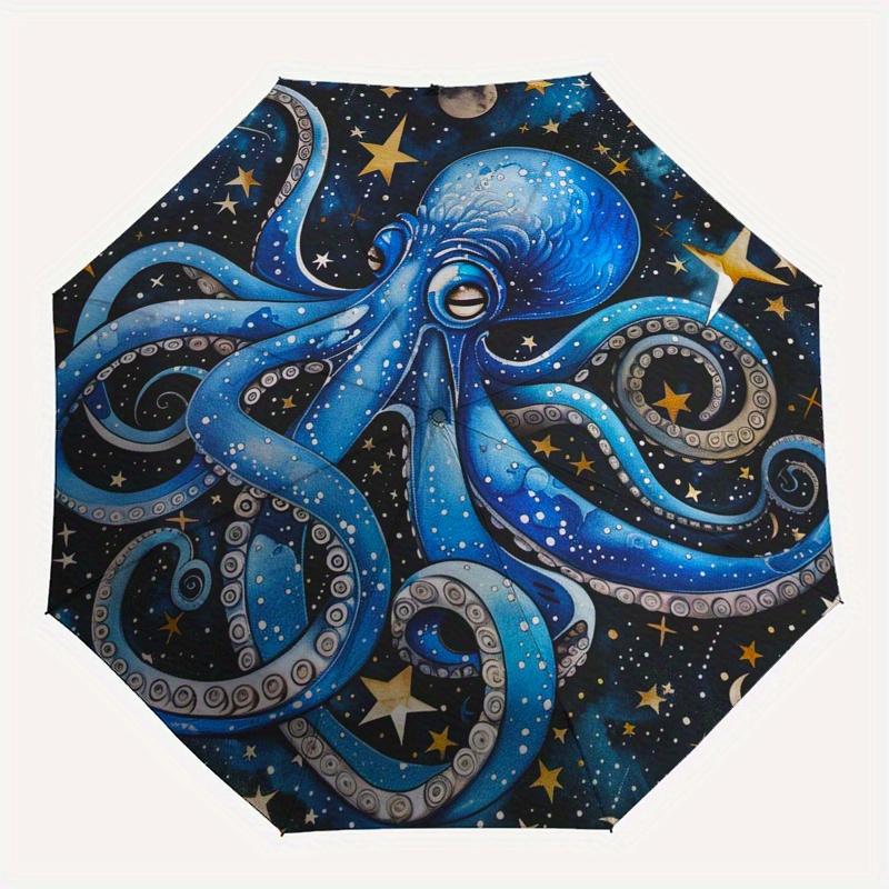 Galactic Octopus: Celestial Art PrintUmbrella, Portable 3-Fold Compact Umbrella,Christmas Gift ES540