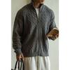Mens Cable Knit Zipper Cardigan Stand Collar Sweater Fall Casual Vintage Style