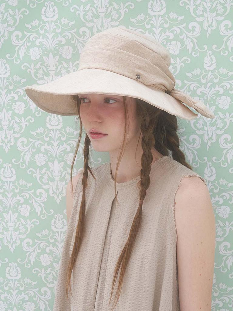 Beulaunhaes Wide Hat With Back Ribbon Accent