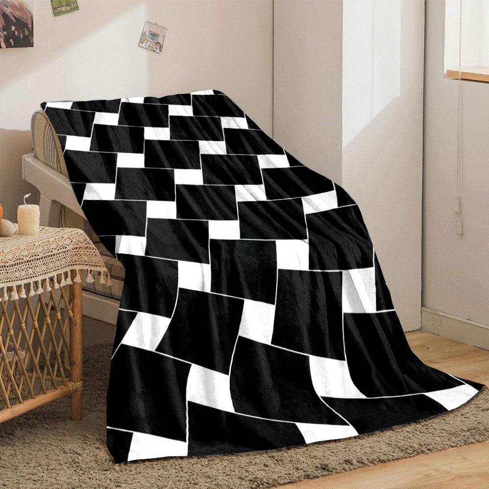 Alternating Black Parallelograms Arranged Diagonally with White Gaps. for All Seasons Blanket Lunch Break Throw Gift