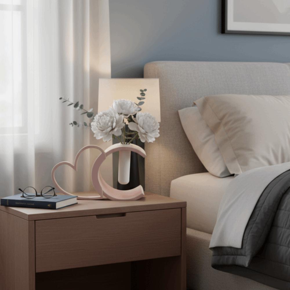 Nordic Style Imitation Ceramic Heart-shaped Vase Romantic Removable Cross Heart Vase Minimalist Modern Flower Vases Bedroom
