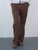 ENZO BLUES Matte Check Elastic Bootcut Pants (Brown)