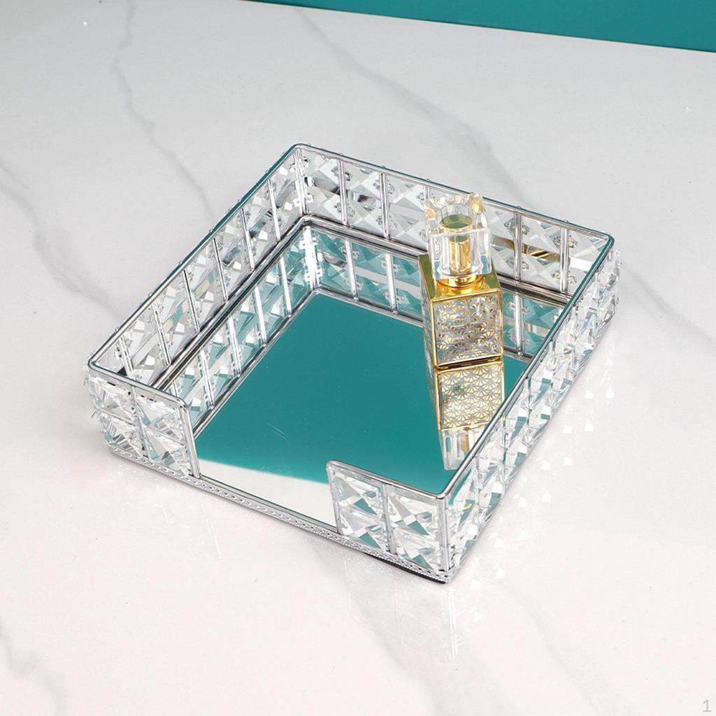 Decorative Mirror Tray Serving Jewelry Organizer Perfume Vanity for Keys Dessert