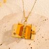 Engraved Titanium Steel Necklace - Fade-Resistant, Emotional Book Pendant, Women's Clavicle Chain Jewelry 