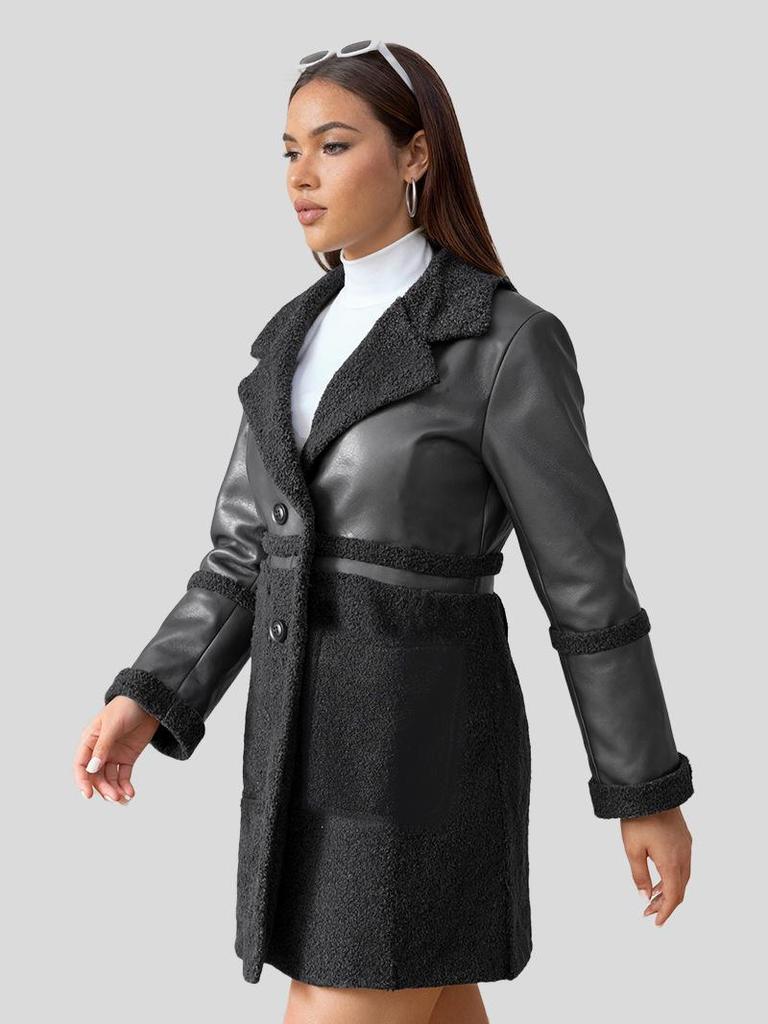 2024 Women's Mid-Length Reversible Patchwork Leather-Fur Jacket
