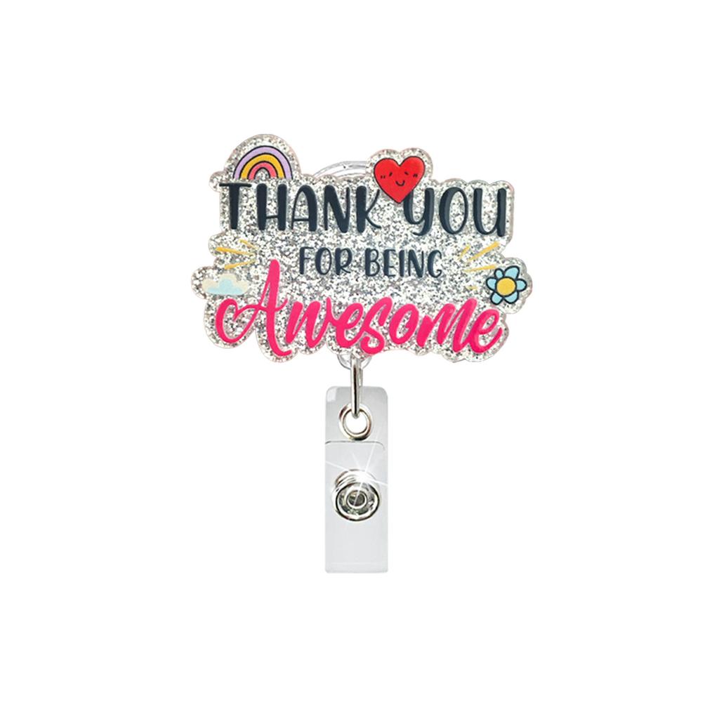 Alligator Clip Badge Reel Glitter Acrylic ID Holder Scratch Resistant for Nurse Work Hospital Medical Student Gift Accessories
