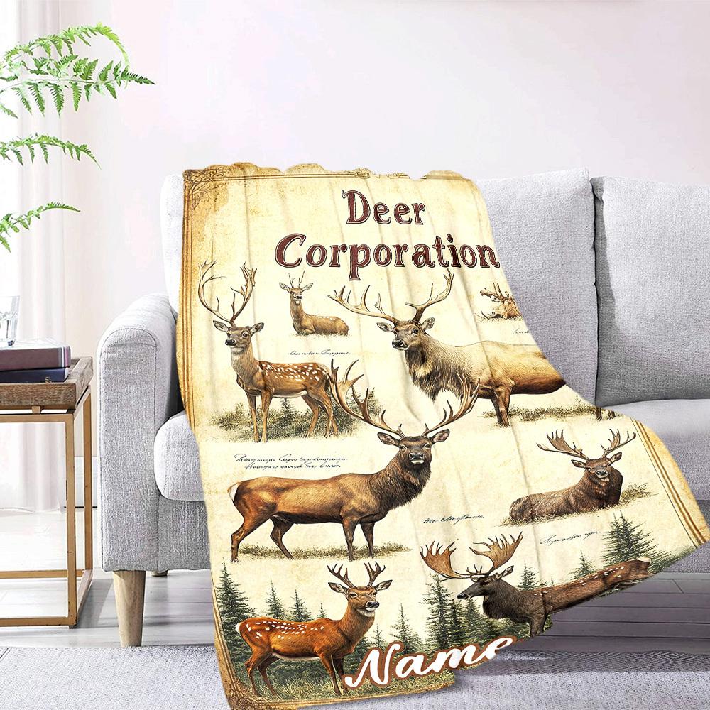 Deer Corporation Home Customize Your Name Blankets Cozy Soft Lightweight Allseason Multipurpose Blanket For Picnics Sofas Offices Beds Living Rooms