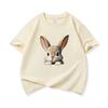 Kids Cotton T Shirt Cute Peeking Rabbit Print Crew Neck Short Sleeve Tee Casual Breathable Boys Girls Summer Tops