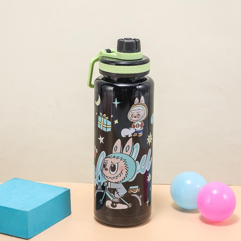Children's Cartoon Plastic Cup High Value Large Capacity Solid Color Children's Water Cup Handle Portable Trend