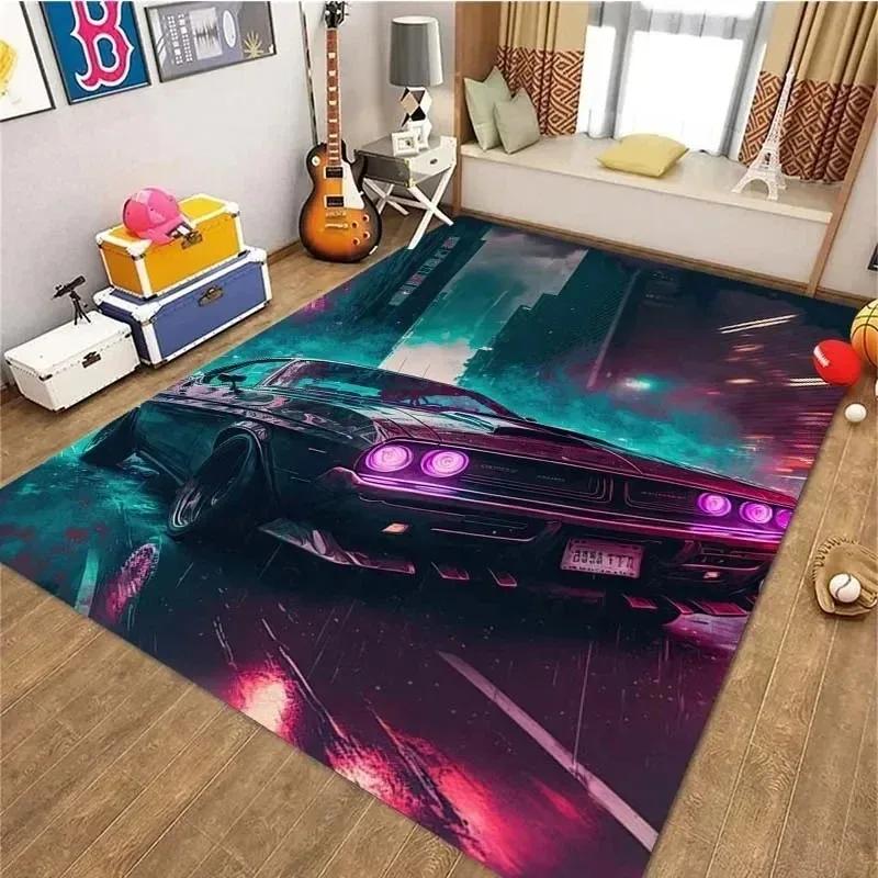 Klasický Sportovní Auto Kobereček Vintage Retro Cool F1 Koberec pro Ložnici Obývací Pokoj Dveře Podlaha Protiskluzové Koberce Podložky Domácí Dekorace