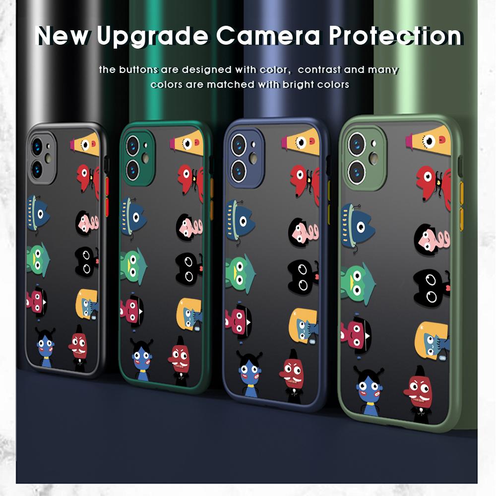Cartoon Little Monster Phone Case for iPhone 14 13 12 11 Pro Max Samsung Galaxy S20 FE A52 S23 Infinix Slim Matte Back Cover Lens Protection Cases
