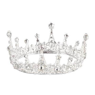 Silberne Hochzeitskrone für Frauen Mädchen Strass Vollrund Elegant Legierung Festzug Braut Kopfschmuck
