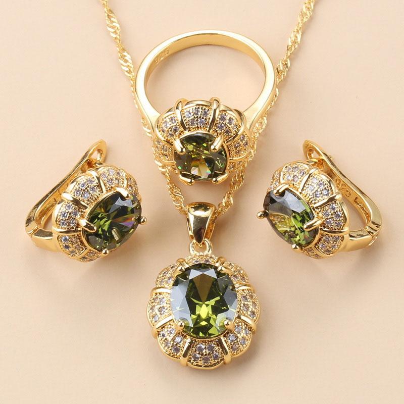 New Fashion Occident Style Black Zircon Luxurious Gold Plated  Necklace Jewelry Sets For Women Clip Earrings And Ring
