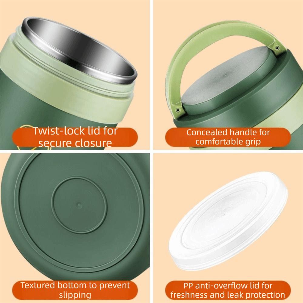 Hand-held Food Thermal Jar 1.5L Thermos Food Containers Insulated Bucket  Outdoor Picnic