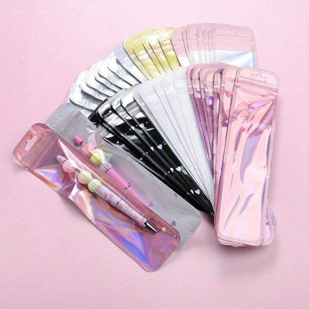 100Pcs Holographic Pen Bags, Pen Packaging Bags, Resealable Smell Proof Bags For Party Favor Storage, Cosmetics, Jewelry & Pen Packaging
