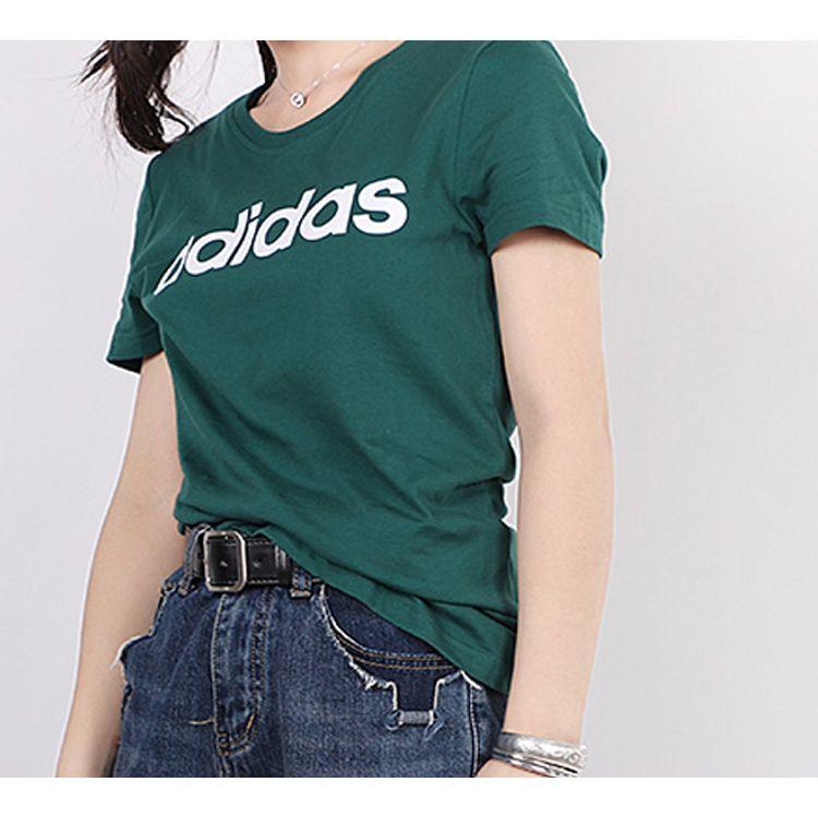 Adidas Neo Round Neck Short Sleeve T-Shirt Women Tops Forest-Green FP7866