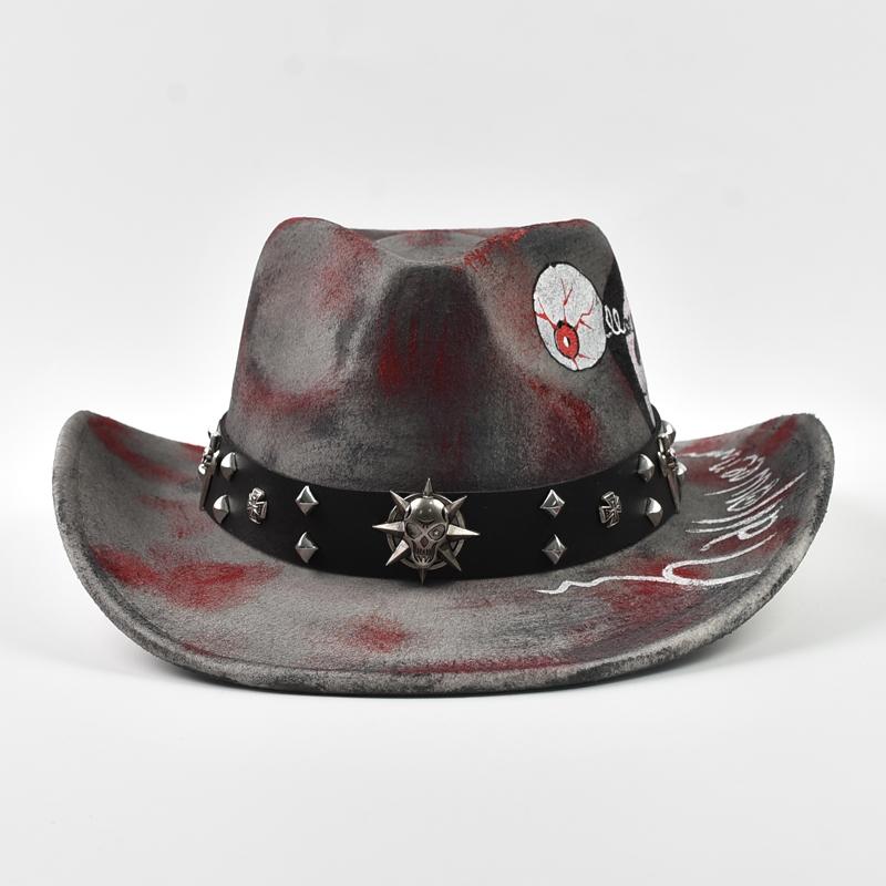 

Halloween Skull Print Fedoras Hat Party Cosplay Costume Headgear Devil Jazz Hat Props Decoration Supplies for Adult Women Men One Size