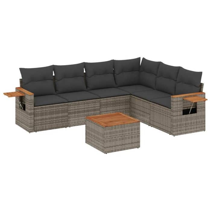VidaXL Garden Lounge Set with Cushions 7 Pcs, Patio Sofas, Patio Furniture Set, Outdoor Furniture, Grey 3259253