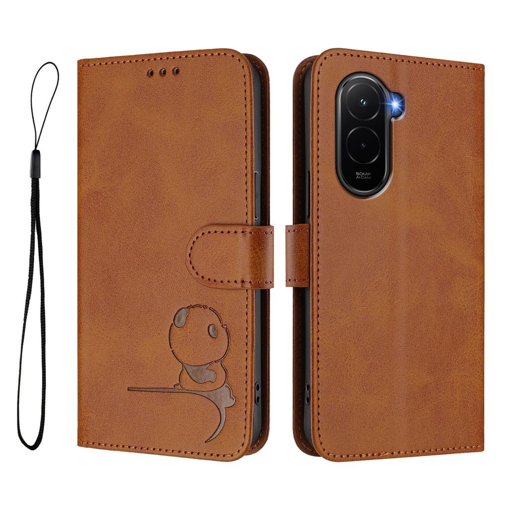 Für Xiaomi Poco M7 Plus 5G/M7 4G (169mm) Hülle Panda-Aufdruck RFID-Blockierendes Portemonnaie Leder Handyhülle mit Handschlaufe