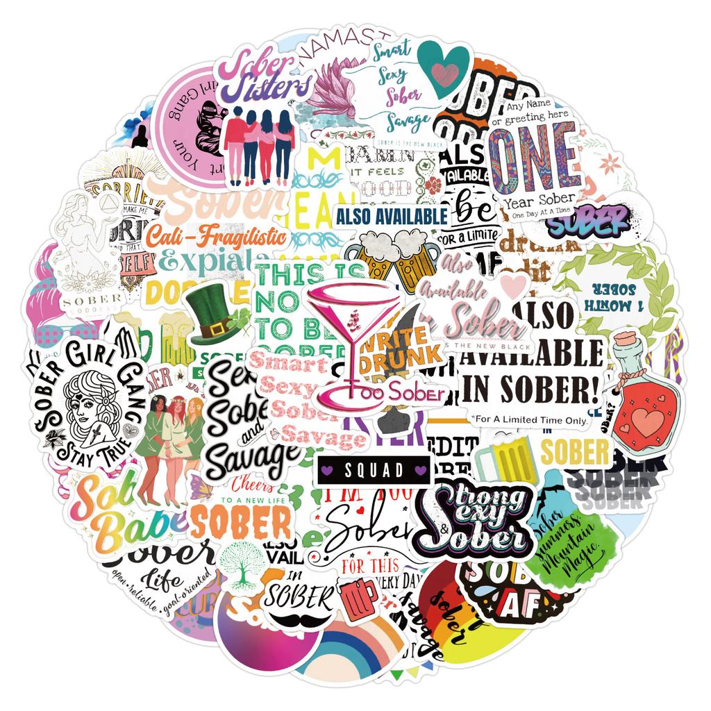 60 New Sober Graffiti Stickers Decorate Suitcase Refrigerator Water Cup Waterproof Stickers