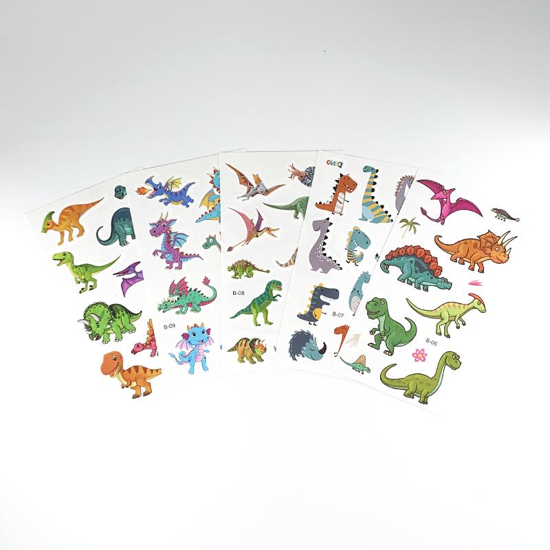 10 Sheets/Set Cartoon Dinosaur Fake Tattoo Stickers Kids Arm Body Temporary Tattoos for Children's Gift
