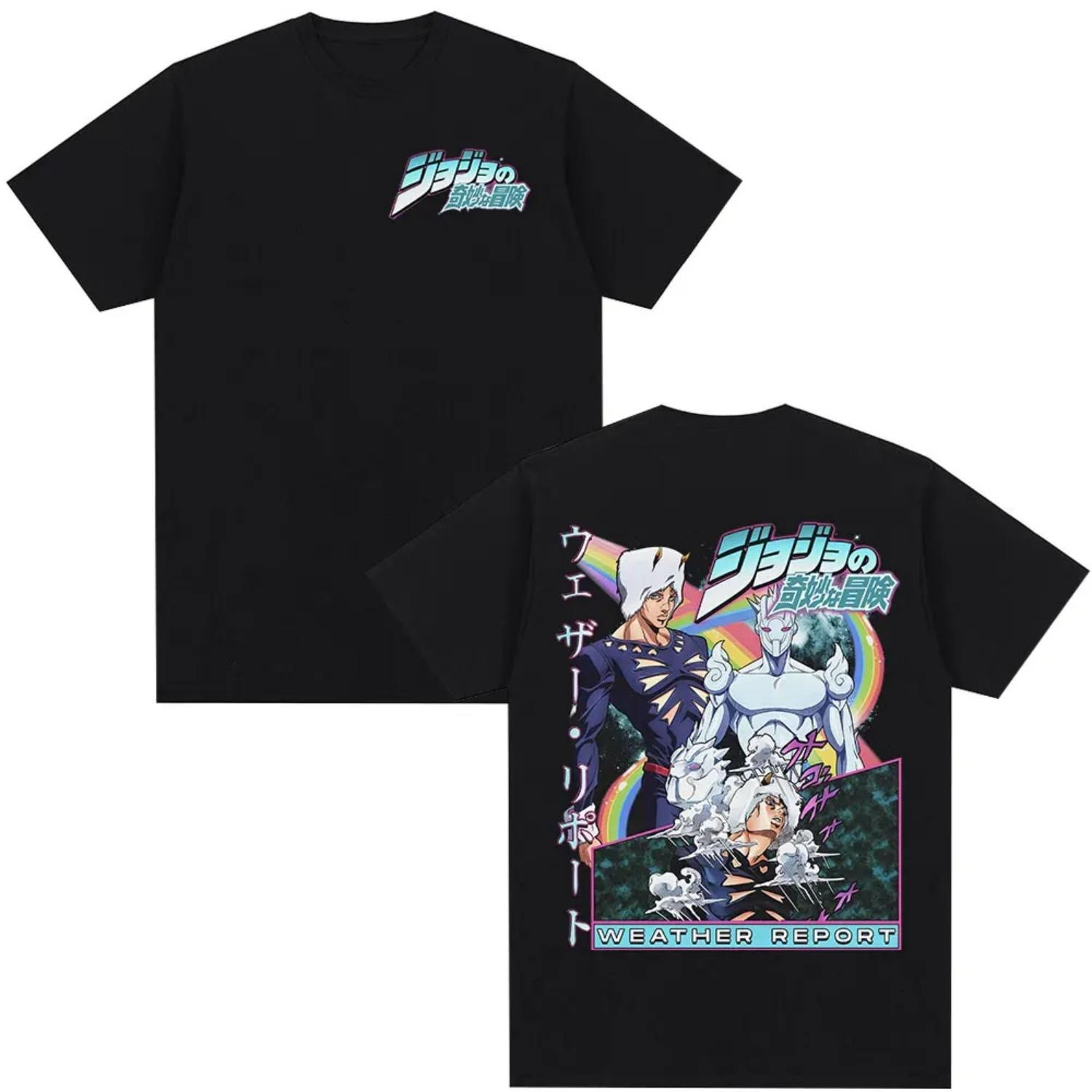 

2026 Fashion Anime JoJo Bizarre Adventure Weather Report Graphic Parent-child T-shirts Men Women Casual Short Sleeve T-shirt S чёрный