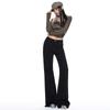 American black micro-pull jeans women's autumn new small high-waisted thin flared pants without sticking to the legs