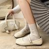 Black French retro flat bottom shallow mouth inner height increase single shoes women's summer 2025 new models with skirt square head Mary Jane shoes