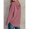 Womens Loose Drawstring Waffle Hooded Long Sleeve Casual Sweatshirt
