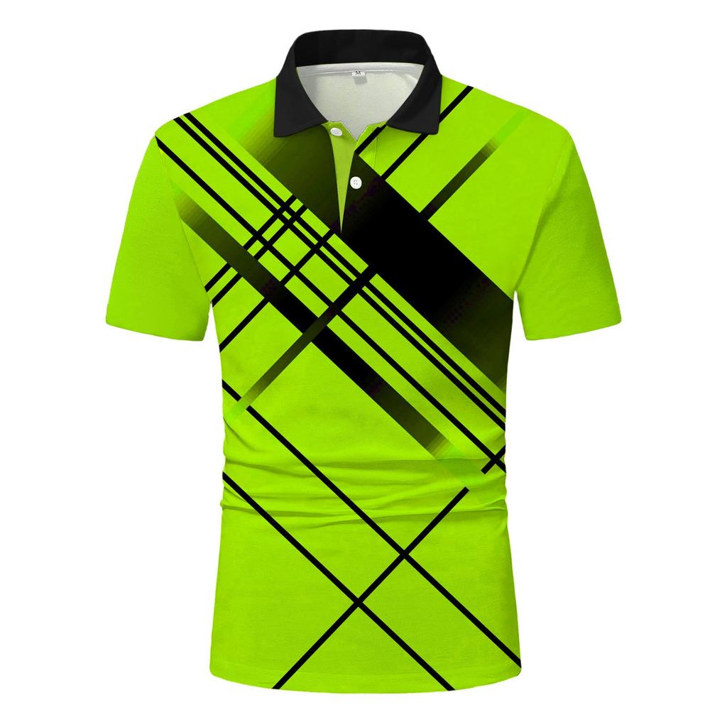 Men's Summer Sportswear Button Lapel Short Sleeve Shirt Casual Golf Breathable Comfortable Tops