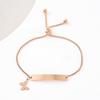 Adjustable Stainless Steel Bracelet with Laser Engraved Butterfly and Curved Plate