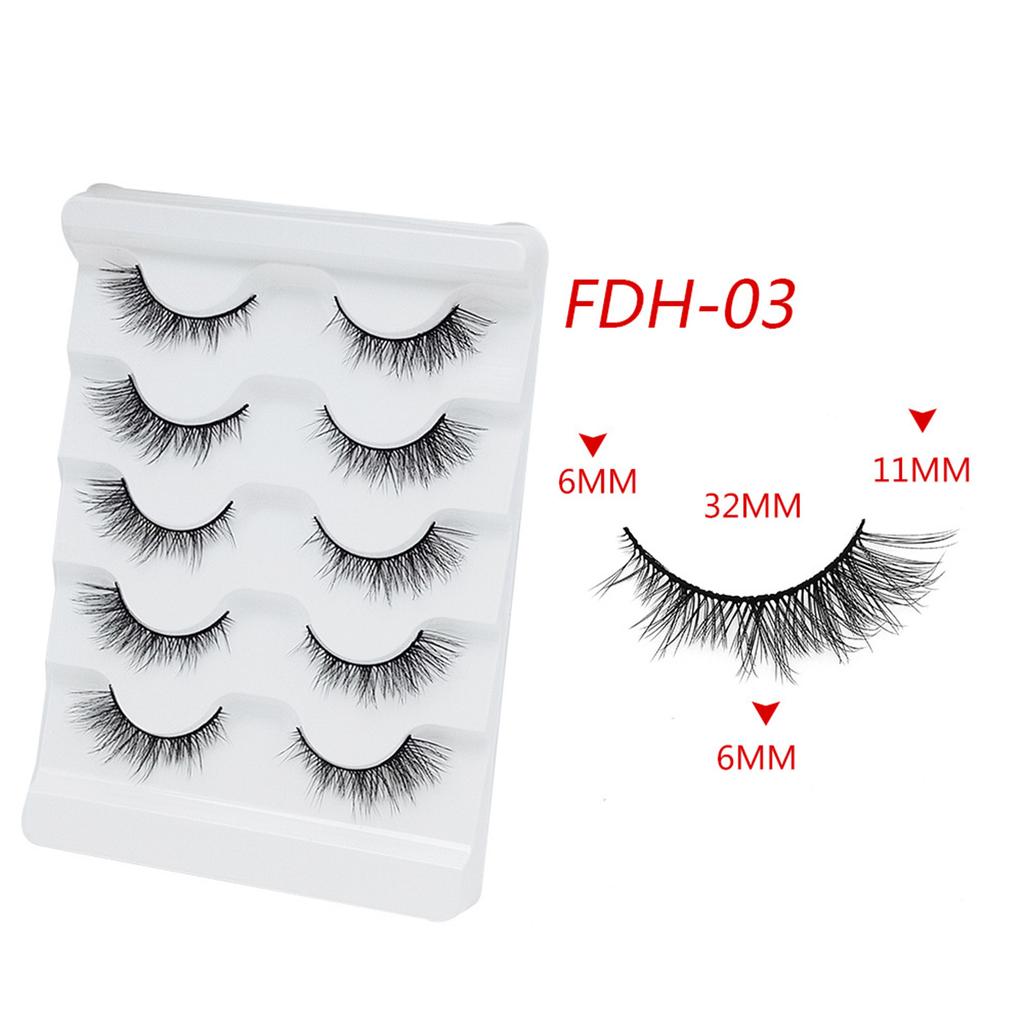 Fox-Eye False Eyelashes Wispy Cat-Eye Faux Mink Lashes 5 Pairs Natural 8D Fluffy Volume Fake-Eyelashes Multipacks Gifts