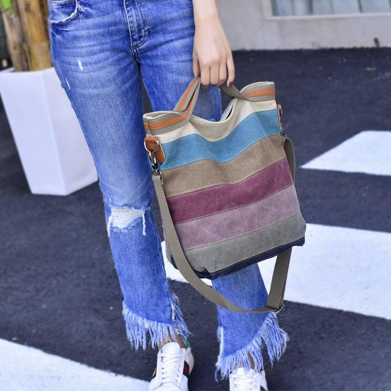 Canvas Bag Arge Capacity with Zipper Omen's Bag Rossbody Bag Women's Shoulder Bag Ucket Bag Commuter