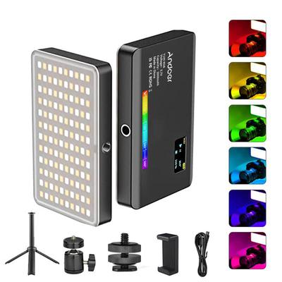 Andoer Kit luce video LED RGB Y140 Illuminazione per videoconferenza tascabile CRI95+ 2500K-9000K Dimmerabile 26