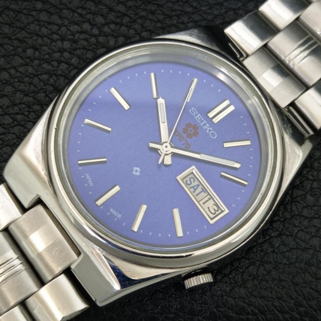GENUINE VINTAGE SEIKO EXPO 70 AUTOMATIC JAPAN MENS BLUE DIAL WATCH A708786-1