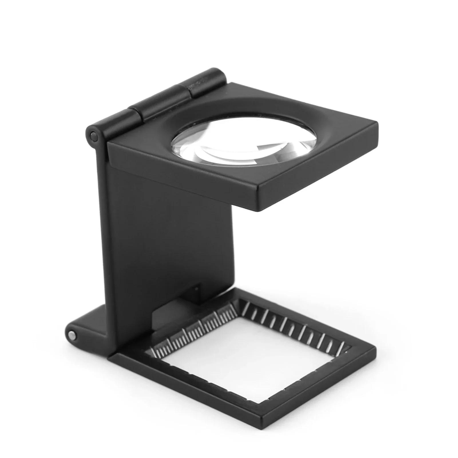 

10X Лупа Цинковий сплав Лупа Збільшувальне скло 10x28мм Трискладна зі шкалою чорний