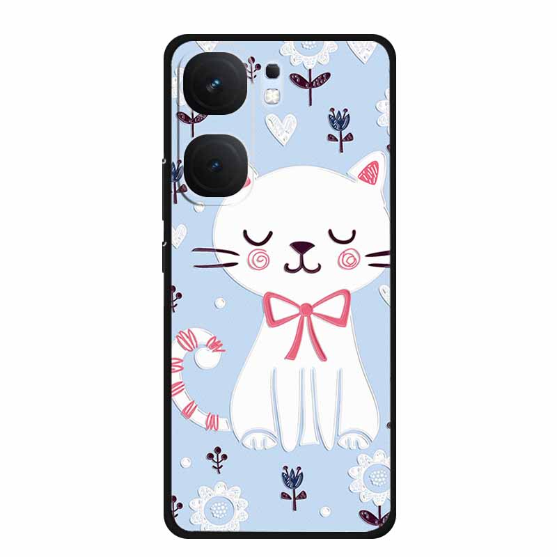 3D TPU Case For Vivo iQOO Neo 9 pro Flower Emboss Funda Neo 9s Pro Back Relief Silicone Soft Phone Cover Cartoon Bumper Capa