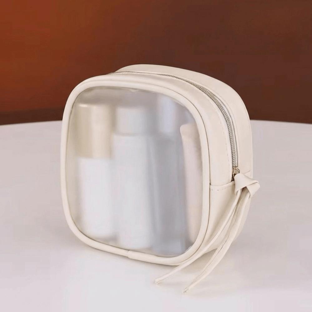 Zipper Makeup Storage Bag PU Toiletry Organizer Simple Transparent Cosmetic Bag  Ladies