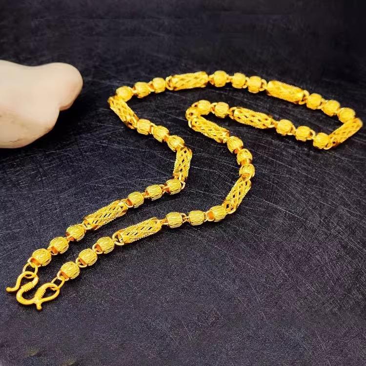 Necklace Men's Round Bead Olive Chain Lengthened Thick Real Men's Chain Jewelry