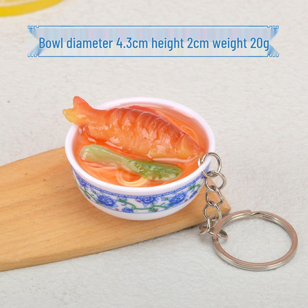 Chinese-Style Edible Toy Keychain: 4cm Simulation Food Bowl Pendant Gift