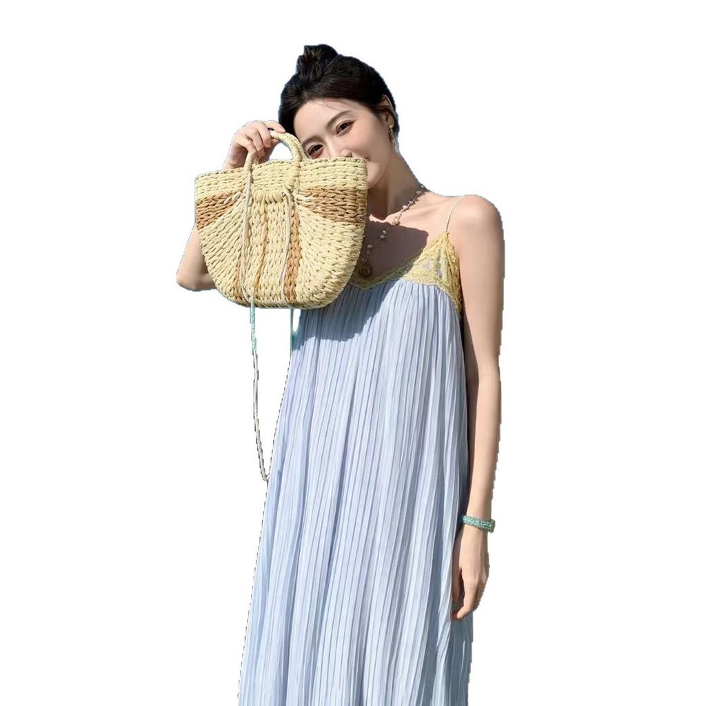 Seaside atmosphere long dress super fairy beach skirt women's summer Sanya seaside vacation dress suspender skirt