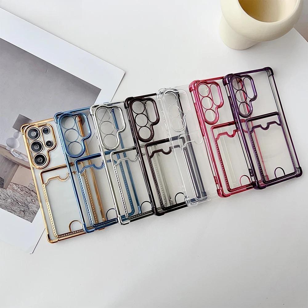 Card Slot Transparent Phone Case for Samsung Galaxy S26 Ultra S26 Pro S25 Edge Plus S24 FE S23 S22 S21 S20 S10 A55 A56 Note 20 Ultra Protect Cover