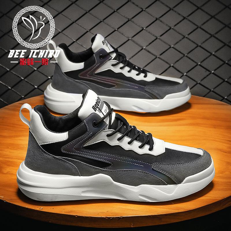 

Men s shoes new spring breathable soft-soled sports board shoes versatile trend mid-top casual shoes 39