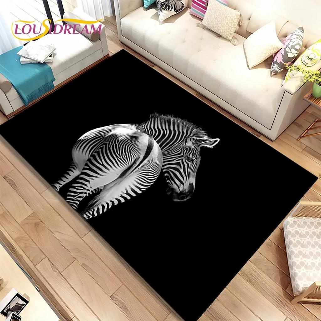Zebra Wild Animal  Area Rug Large,Carpet Rug for Living Room Bedroom Kitchen Doormat Decoration,Children Play Non-slip Floor Mat