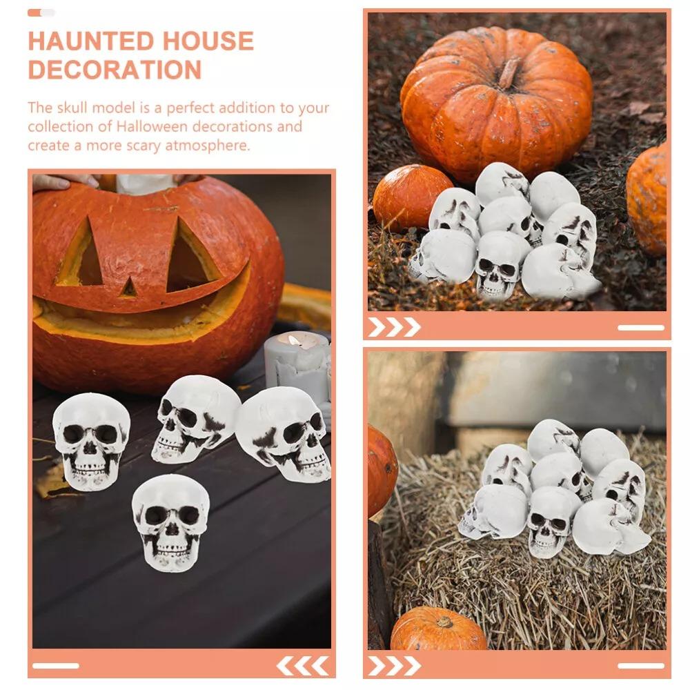 10Pcs Table Decor Skull Heads Scary Props Terrifying Skulls Decoration  for Halloween Party