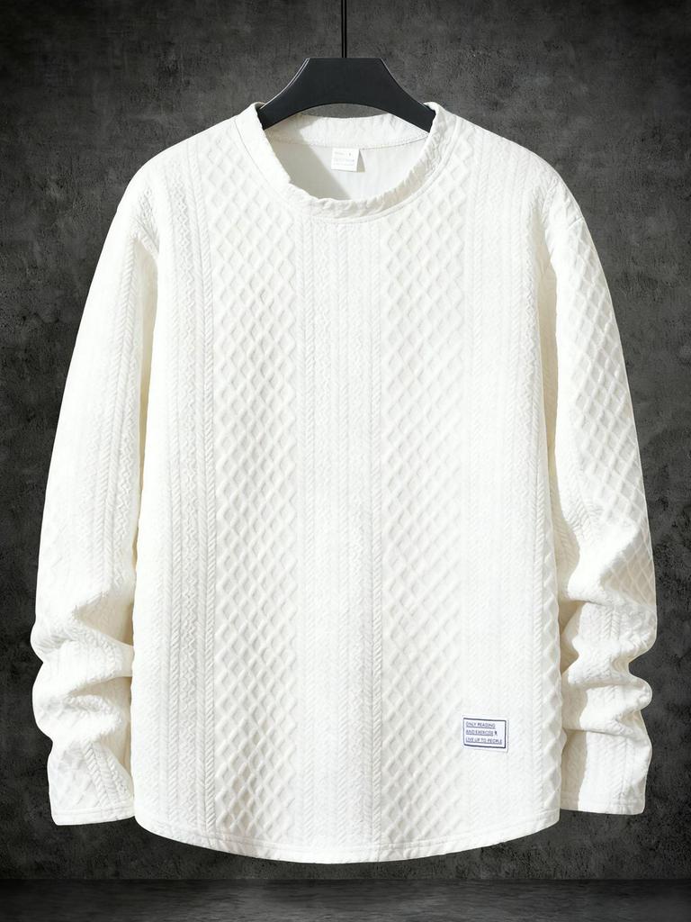 2025 Autumn/Winter Striped Round Neck Solid Color Casual Pullover Long Sleeve Hoodie Sweater