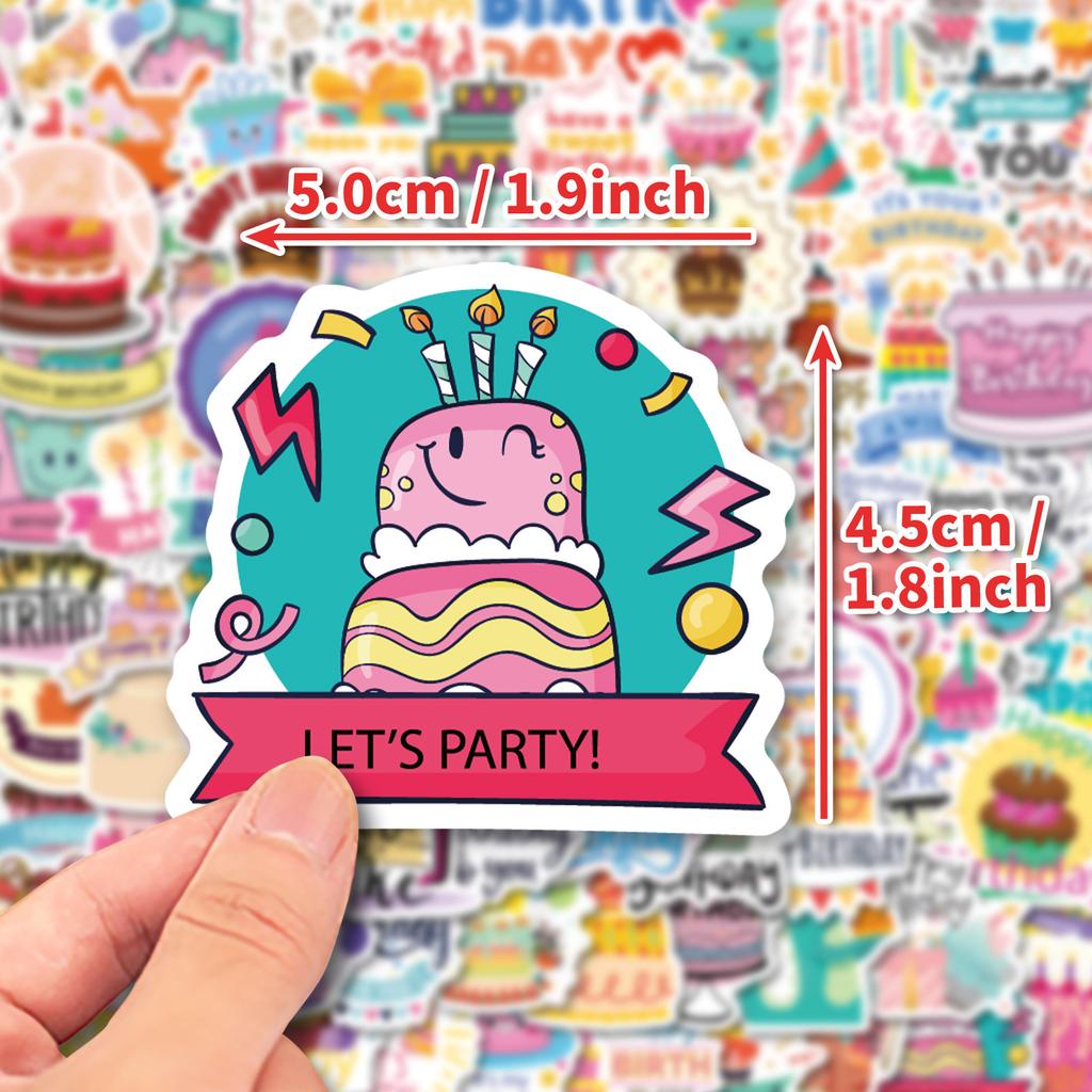 Premium 100 Cartoon Handgezeichnete Geburtstagsthema Aufkleber DIY Geburtstagsgeschenk Verpackungsdekorationsaufkleber