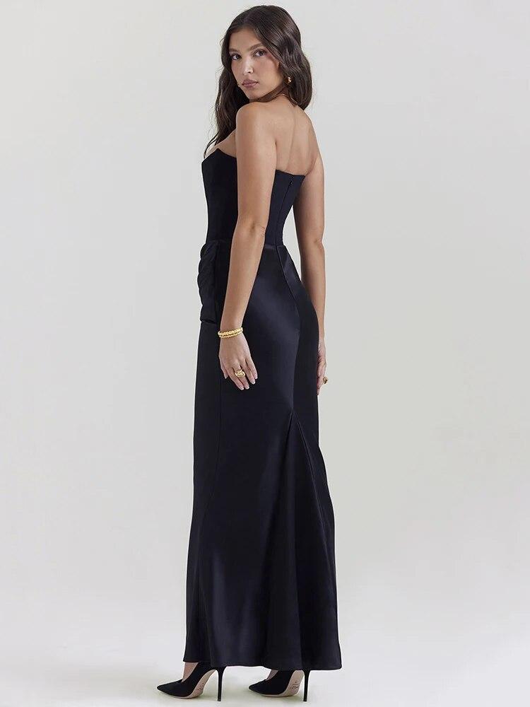 Elegant Strapless Bodycon Sexy Midi Dress Women Black Fashion Off-shoulder Sleeveless Dresses Ladies Korean Backless Club Party Dress 2026 New
